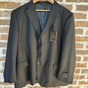 Giorgio Cerruti Merino Wool Super 120s Sport Coat 54R Charcoal‎ Pinstripe NWT